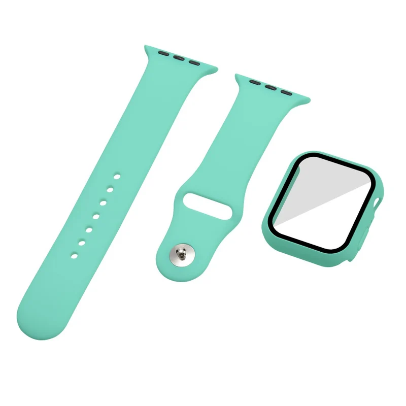 Apple Watch Series 7 45mm Silikon / TPU armband mit Hülle und Gehärtetes Glas