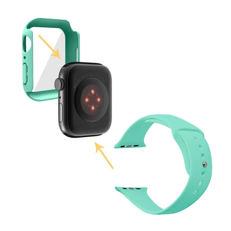 Apple Watch Series 7 45mm Silikon / TPU armband mit Hülle und Gehärtetes Glas