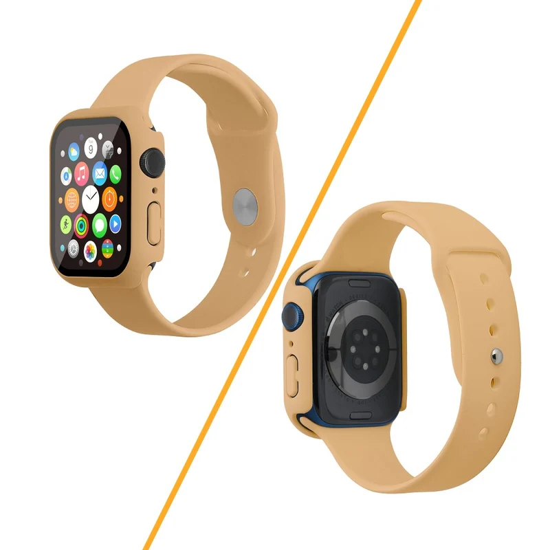 Apple Watch Series 7 45mm Silikon / TPU armband mit Hülle und Gehärtetes Glas