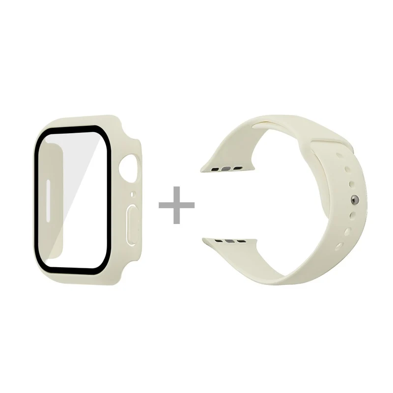 Apple Watch Series 7 45mm Silikon / TPU armband mit Hülle und Gehärtetes Glas
