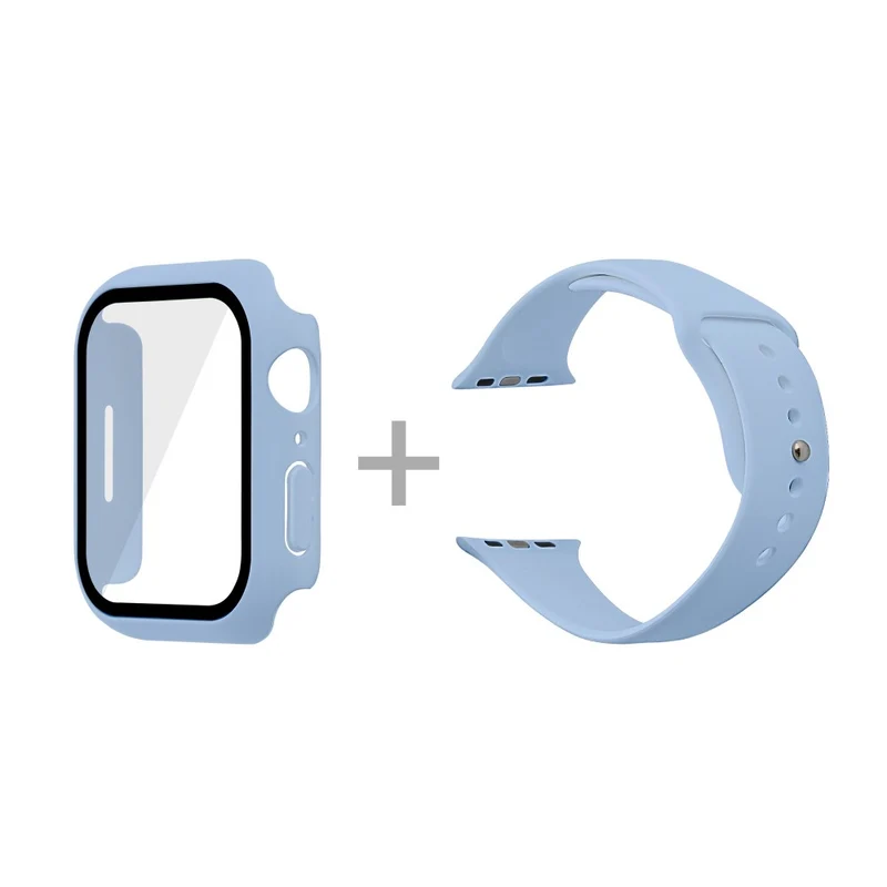Apple Watch Series 7 45mm Silikon / TPU armband mit Hülle und Gehärtetes Glas