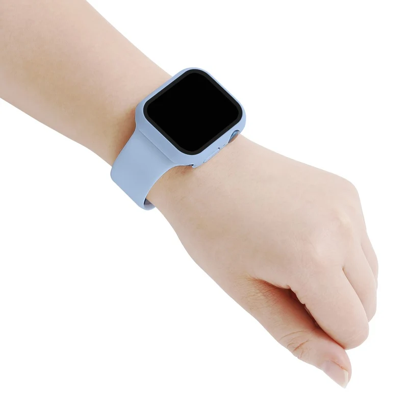 Apple Watch Series 7 45mm Silikon / TPU armband mit Hülle und Gehärtetes Glas