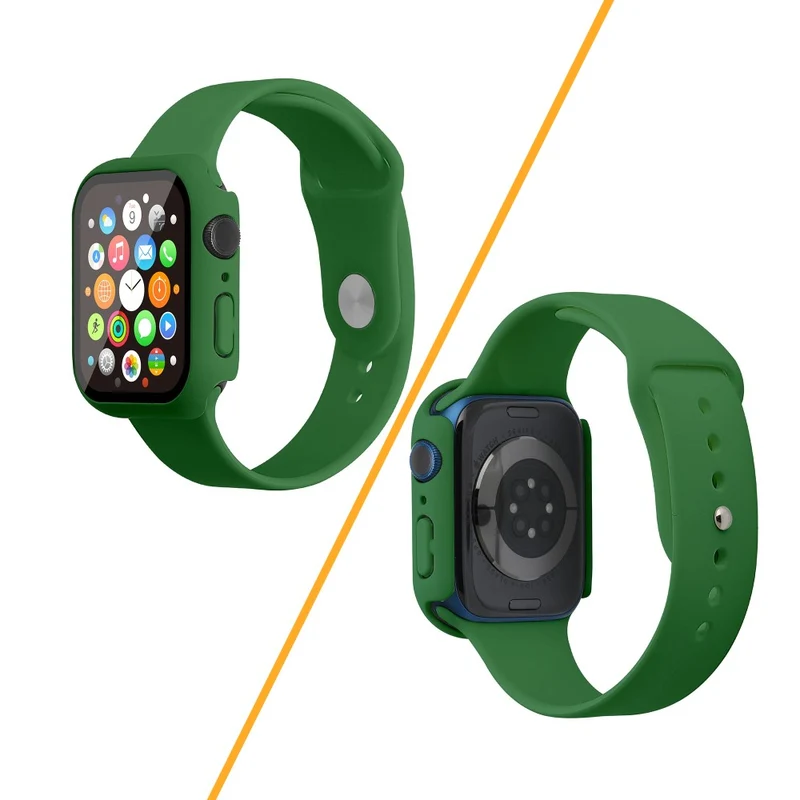 Apple Watch Series 7 45mm Silikon / TPU armband mit Hülle und Gehärtetes Glas