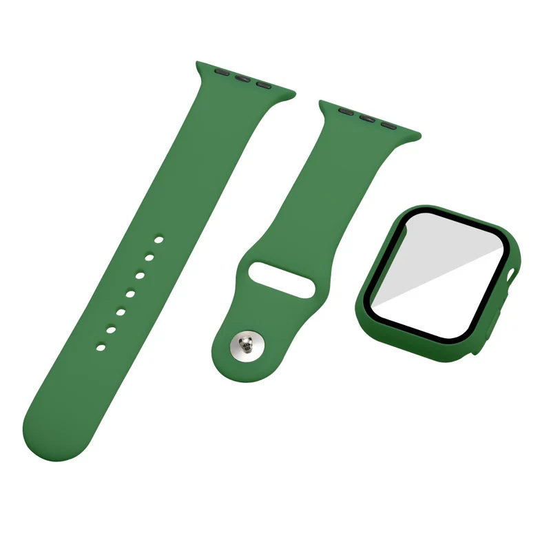 Apple Watch Series 7 45mm Silikon / TPU armband mit Hülle und Gehärtetes Glas