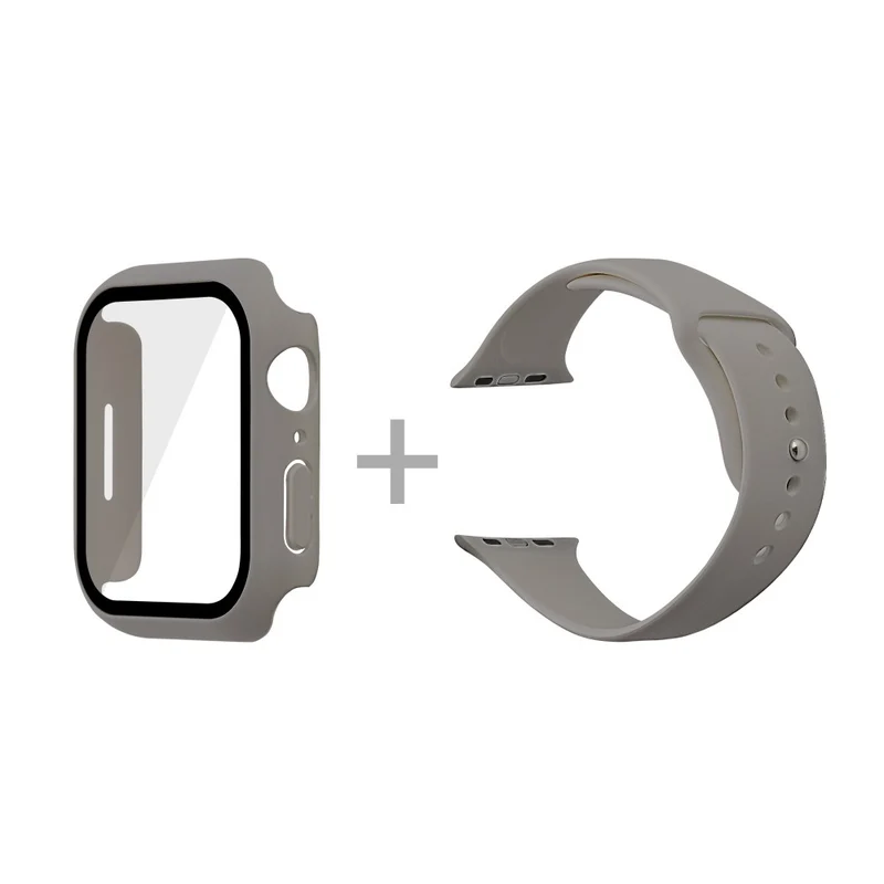 Apple Watch Series 7 45mm Silikon / TPU armband mit Hülle und Gehärtetes Glas