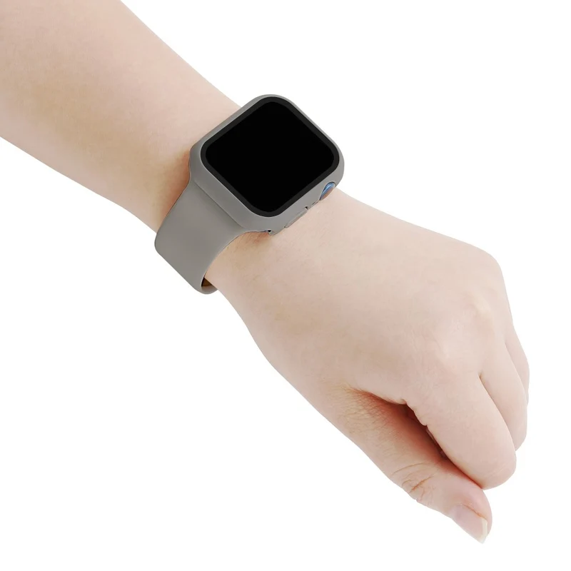 Apple Watch Series 7 45mm Silikon / TPU armband mit Hülle und Gehärtetes Glas