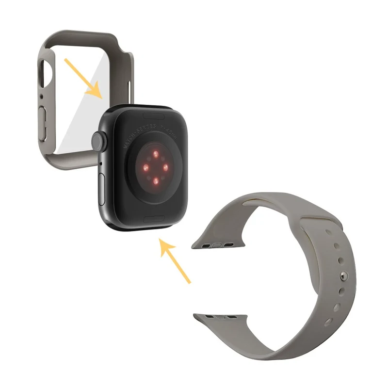 Apple Watch Series 7 45mm Silikon / TPU armband mit Hülle und Gehärtetes Glas