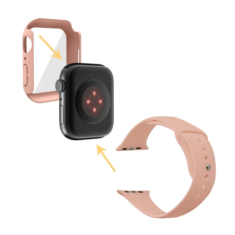 Apple Watch Series 7 45mm Silikon / TPU armband mit Hülle und Gehärtetes Glas