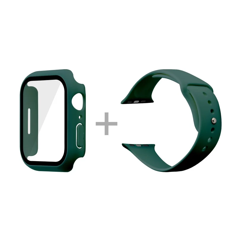 Apple Watch Series 7 45mm Silikon / TPU armband mit Hülle und Gehärtetes Glas