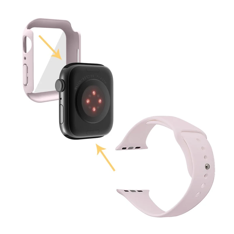 Apple Watch Series 7 45mm Silikon / TPU armband mit Hülle und Gehärtetes Glas