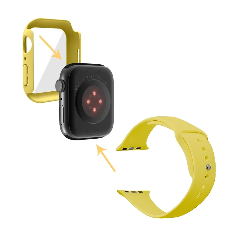 Apple Watch Series 7 45mm Silikon / TPU armband mit Hülle und Gehärtetes Glas