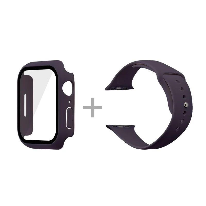 Apple Watch Series 7 45mm Silikon / TPU armband mit Hülle und Gehärtetes Glas