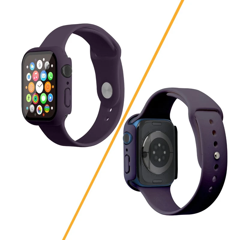 Apple Watch Series 7 45mm Silikon / TPU armband mit Hülle und Gehärtetes Glas