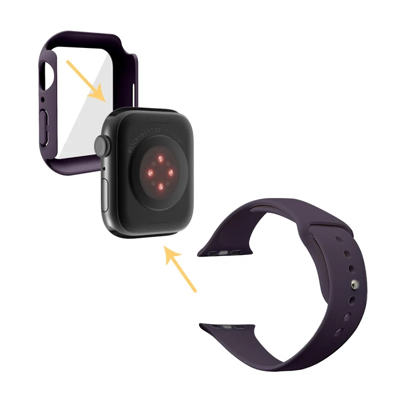 Apple Watch Series 7 45mm Silikon / TPU armband mit Hülle und Gehärtetes Glas