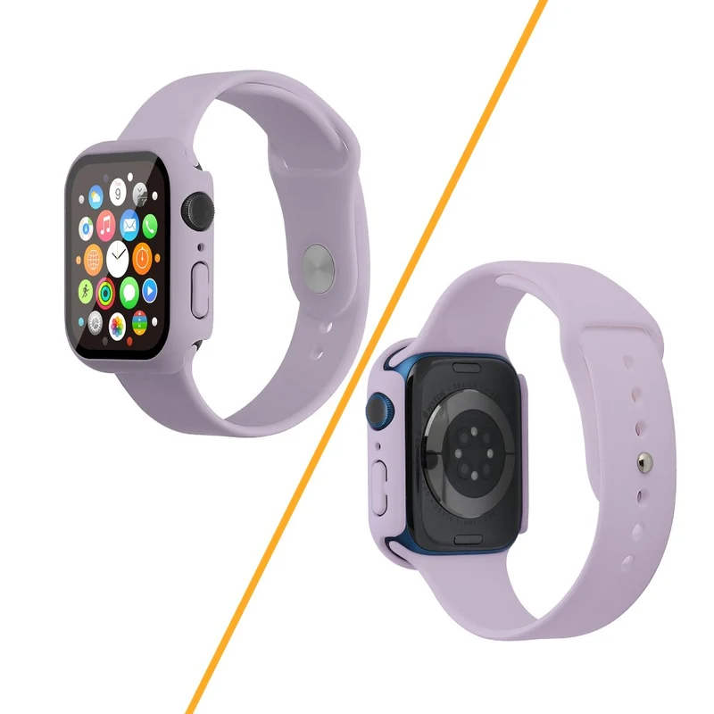 Apple Watch Series 7 45mm Silikon / TPU armband mit Hülle und Gehärtetes Glas