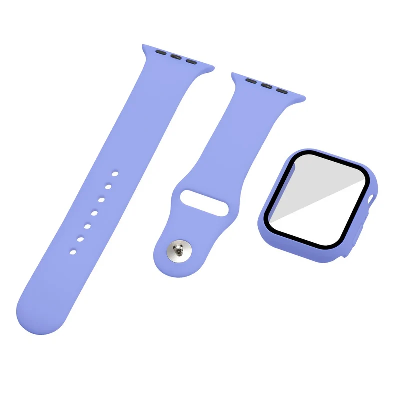 Apple Watch Series 7 45mm Silikon / TPU armband mit Hülle und Gehärtetes Glas