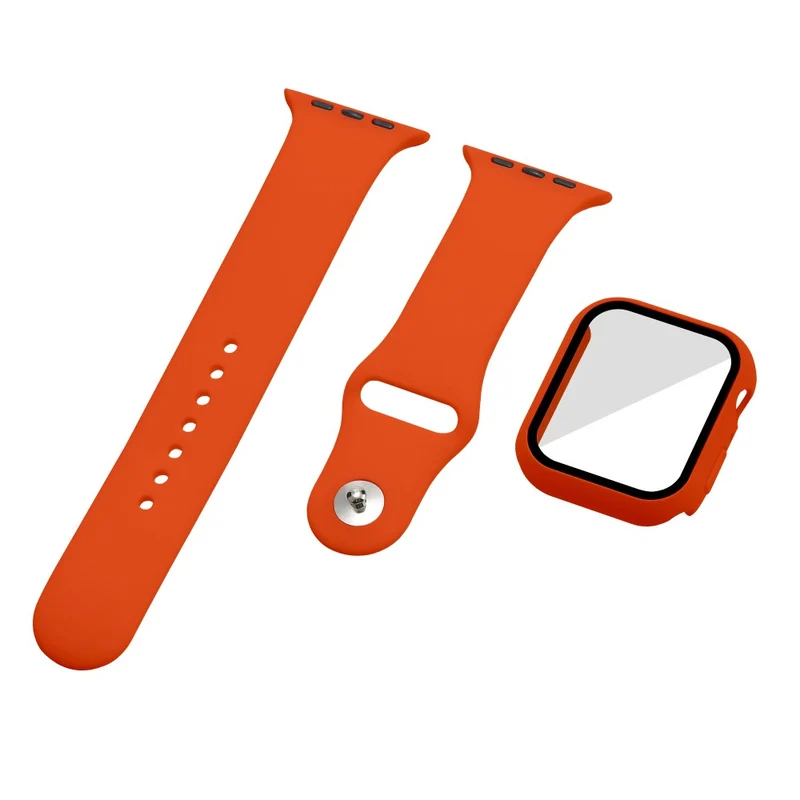 Apple Watch Series 7 45mm Silikon / TPU armband mit Hülle und Gehärtetes Glas