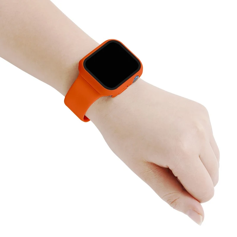 Apple Watch Series 7 45mm Silikon / TPU armband mit Hülle und Gehärtetes Glas
