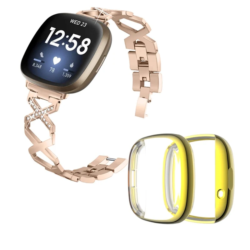 Fitbit Sense / Fitbit Versa 3 Metall armband mit Hülle