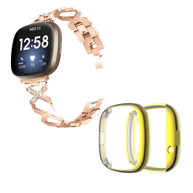 Fitbit Sense / Fitbit Versa 3 Metall armband mit Hülle