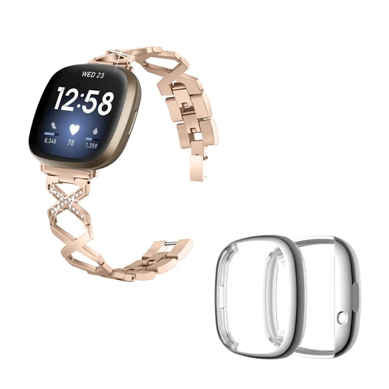 Fitbit Sense / Fitbit Versa 3 Metall armband mit Hülle