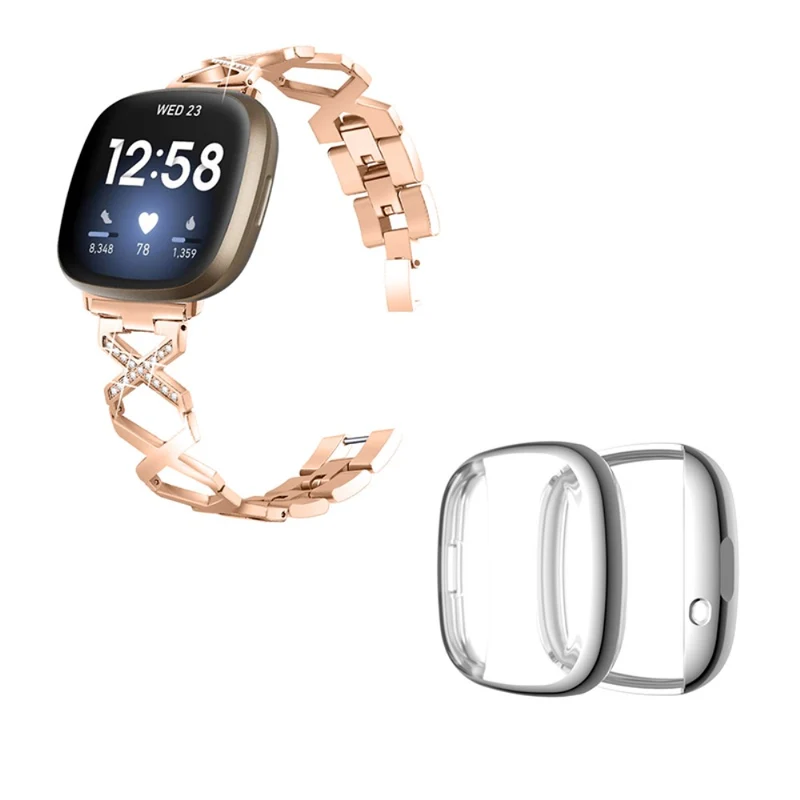 Fitbit Sense / Fitbit Versa 3 Metall armband mit Hülle
