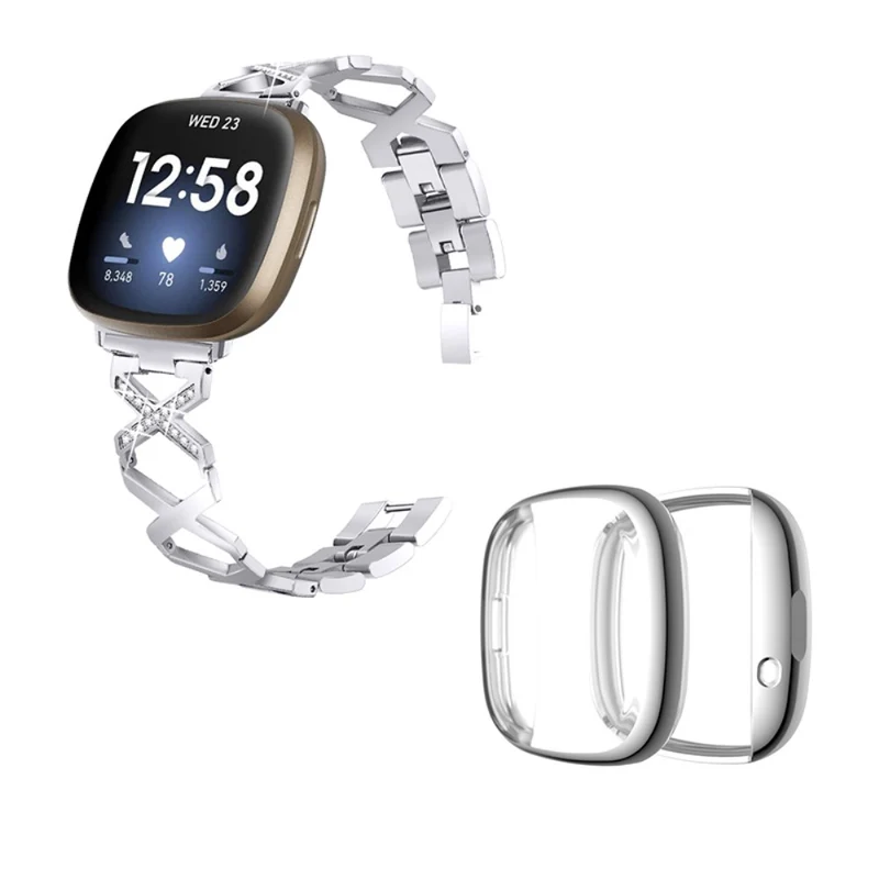 Fitbit Sense / Fitbit Versa 3 Metall armband mit Hülle