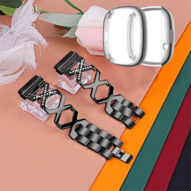 Fitbit Sense / Fitbit Versa 3 Metall armband mit Hülle