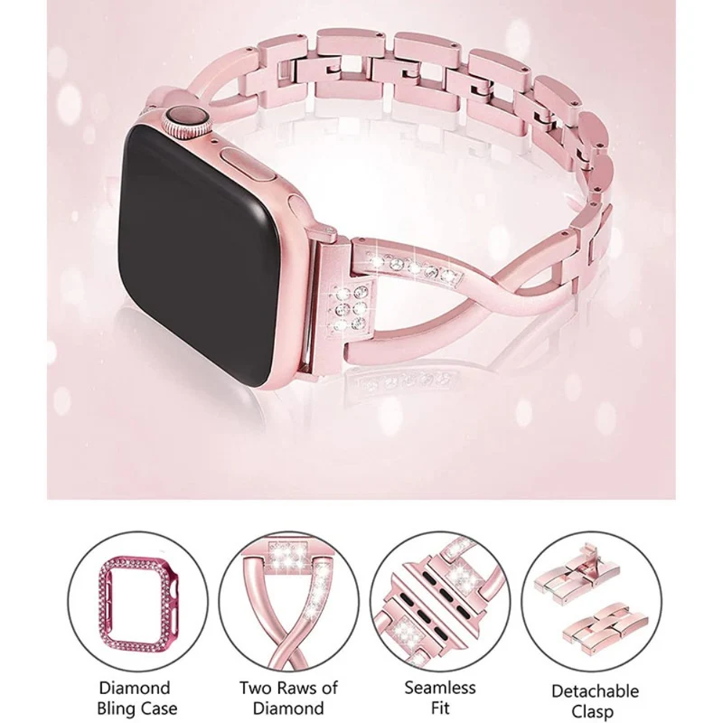 Apple Watch Series 7 41mm Metall armband mit Hülle