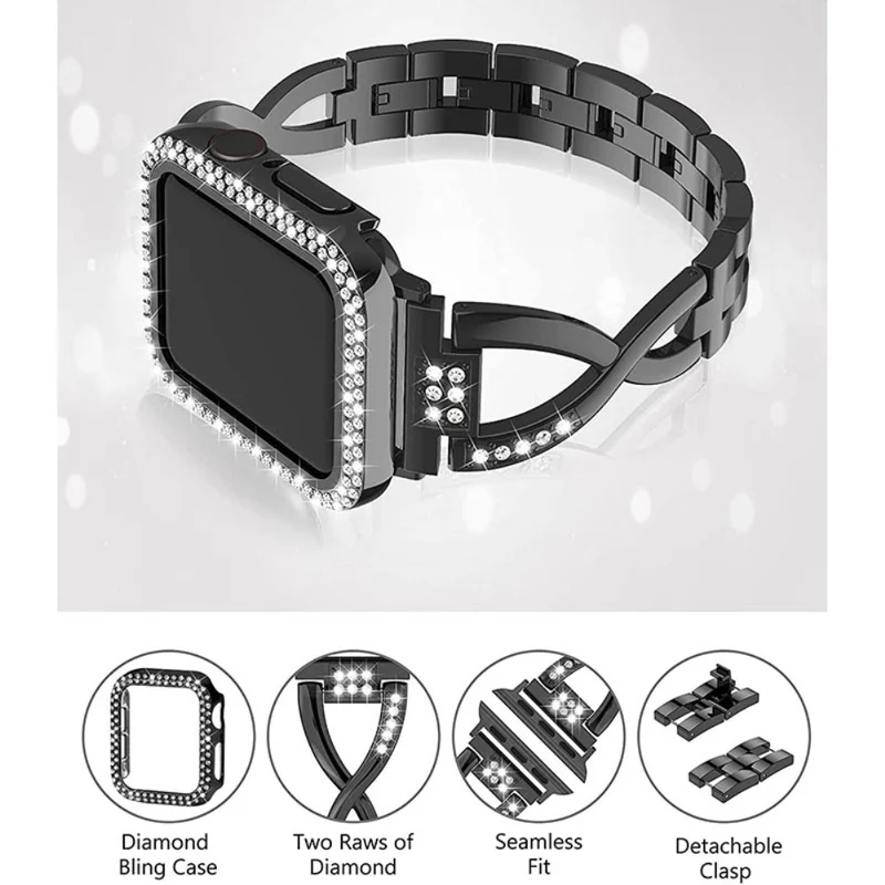 Apple Watch Series 7 41mm Metall armband mit Hülle