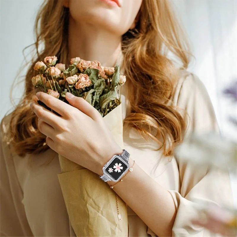 Apple Watch Series 7 41mm Metall armband mit Hülle