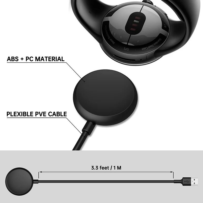 1m Plastik Google Pixel Watch Magnetisch USB Ladestationskabel