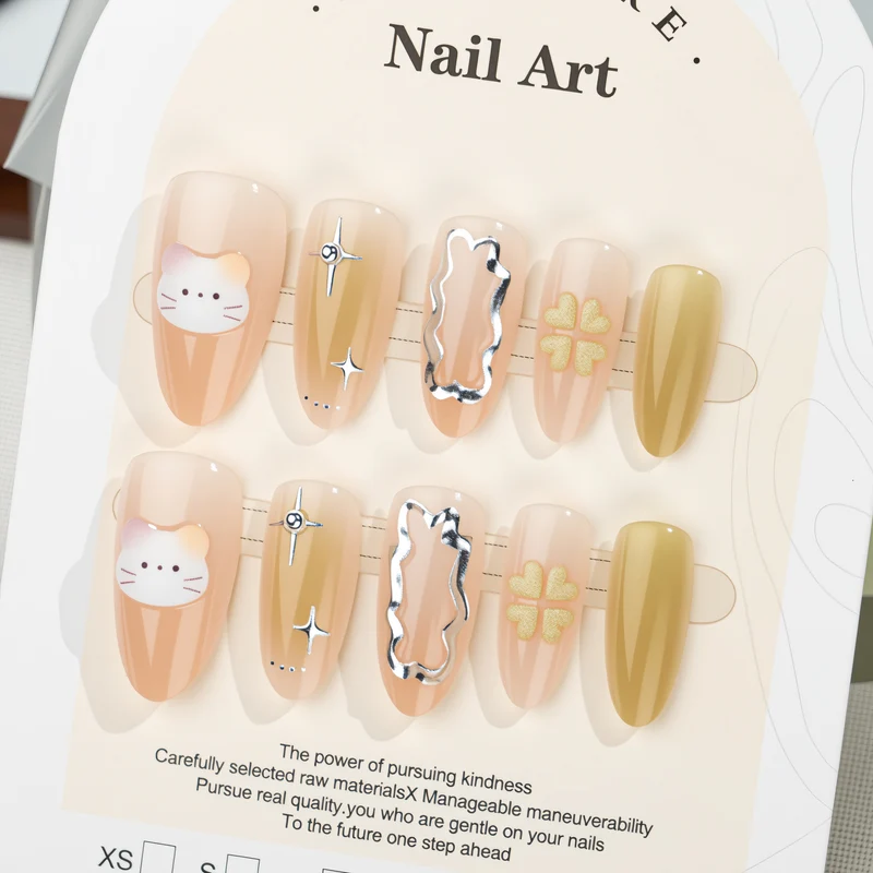 Dekoratives katzen-themed Press-On Nail Set