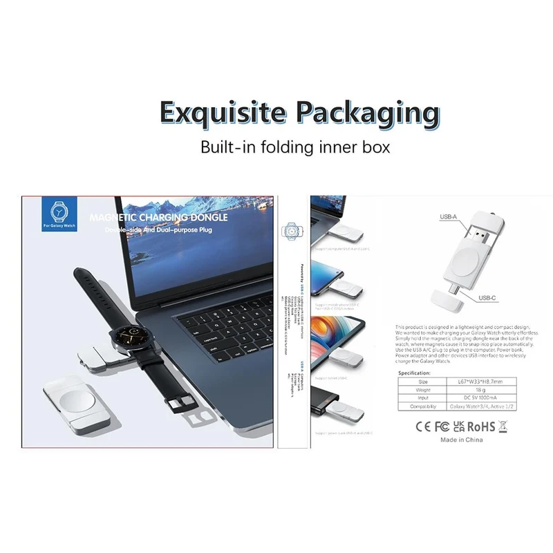 Plastik Samsung Smartwatch Drahtlos Magnetisch USB Type-C Ladestation