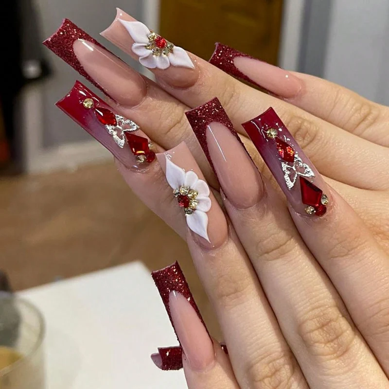 Dekoratives Acryl Press-On Nagelkunst Set