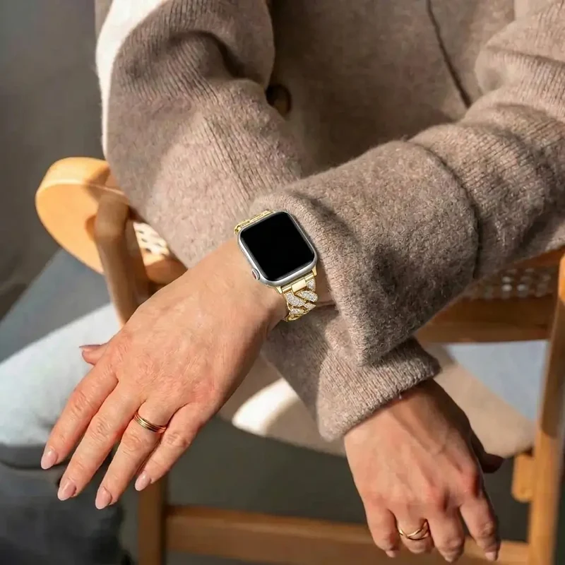 Bandz Apple Watch Chain Diamond Armband (Gold)