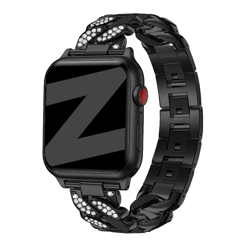 Bandz Apple Watch Chain Diamond Armband (Schwarz)