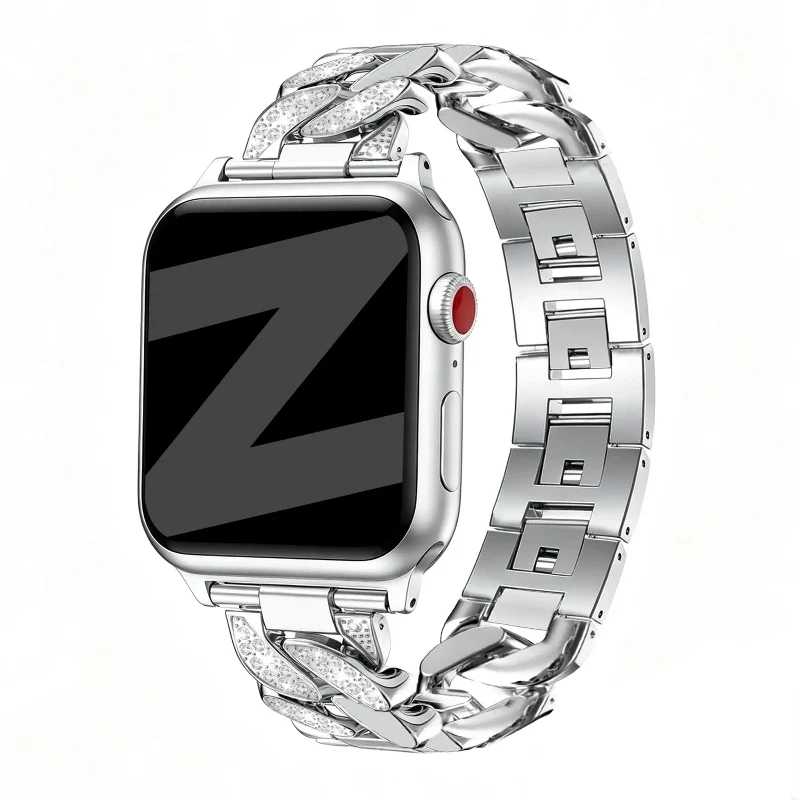 Bandz Apple Watch Chain Diamond Armband (Silber)