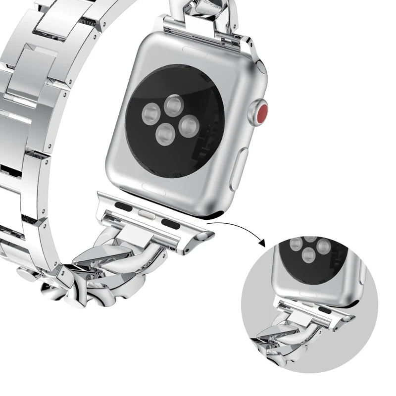 Bandz Apple Watch Chain Diamond Armband (Silber)