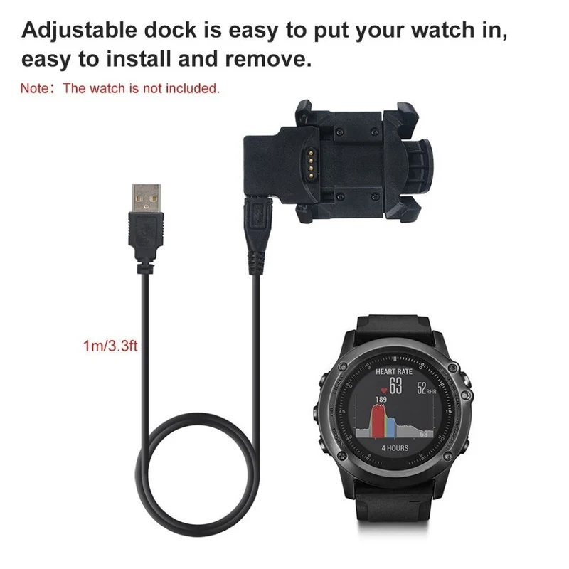 1m Plastik Garmin Quatix 3 / Garmin Fenix 3 USB Ladekabel
