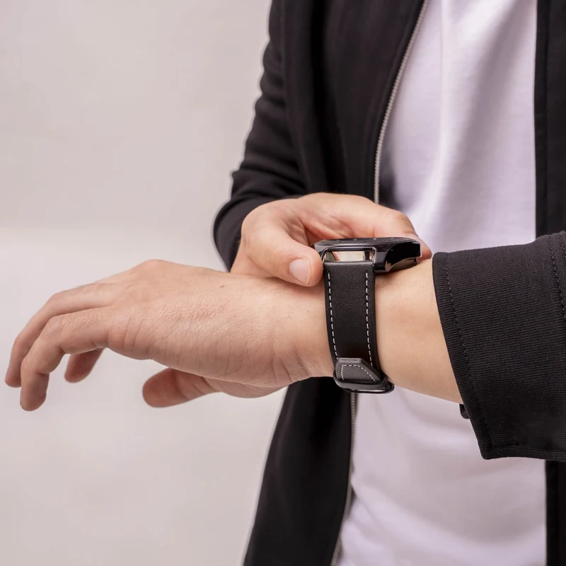 Oppo Watch X3 Lederarmband 'One Push' (Schwarz)