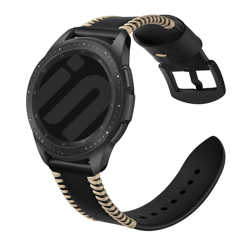 Oppo Watch X3 Lederarmband mit Ziernähten (Schwarz)