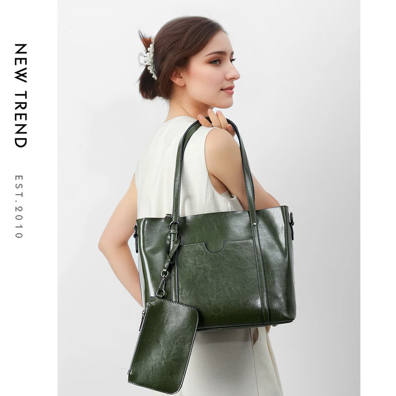 Strukturiert Leder-Optik Tote Bag mit abnehmbarem Beutel