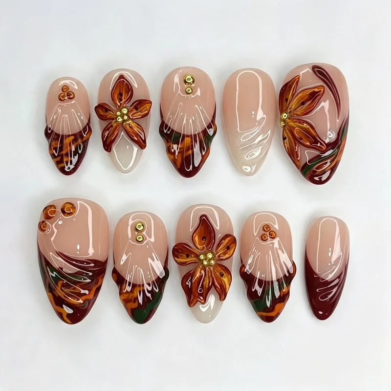 3D Floral Press-On Nagelkunst Set