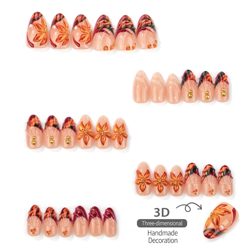 3D Floral Press-On Nagelkunst Set