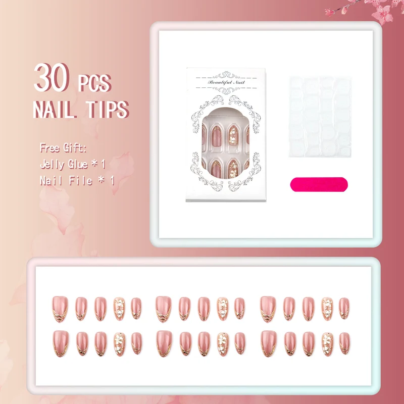 Künstlerisches floral-geprägtes Press-On-Nagelset