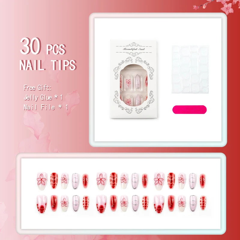 Künstlerisch floral geprägt Press-On Nagelset 1790738683