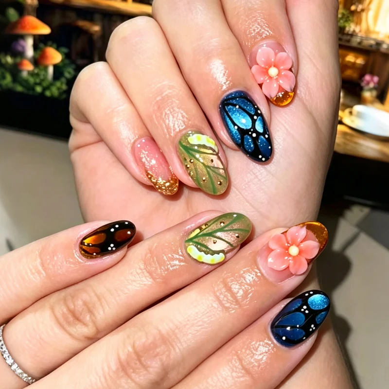 Künstlerisches floral-design Press-on Nagelset