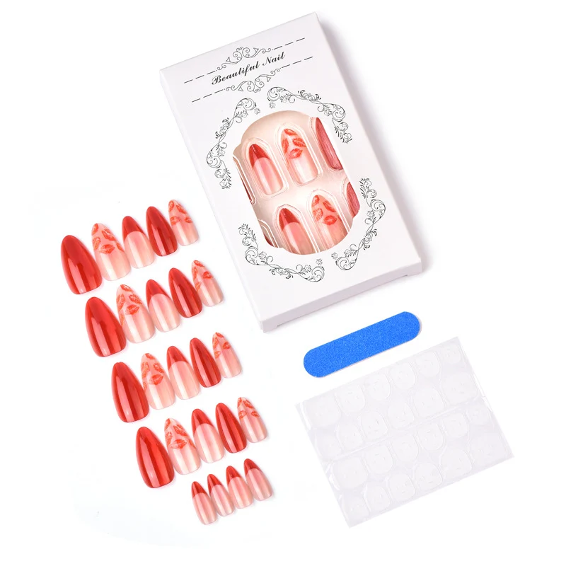 Künstlerisches Kiss-Druck-Press-On-Nagelset