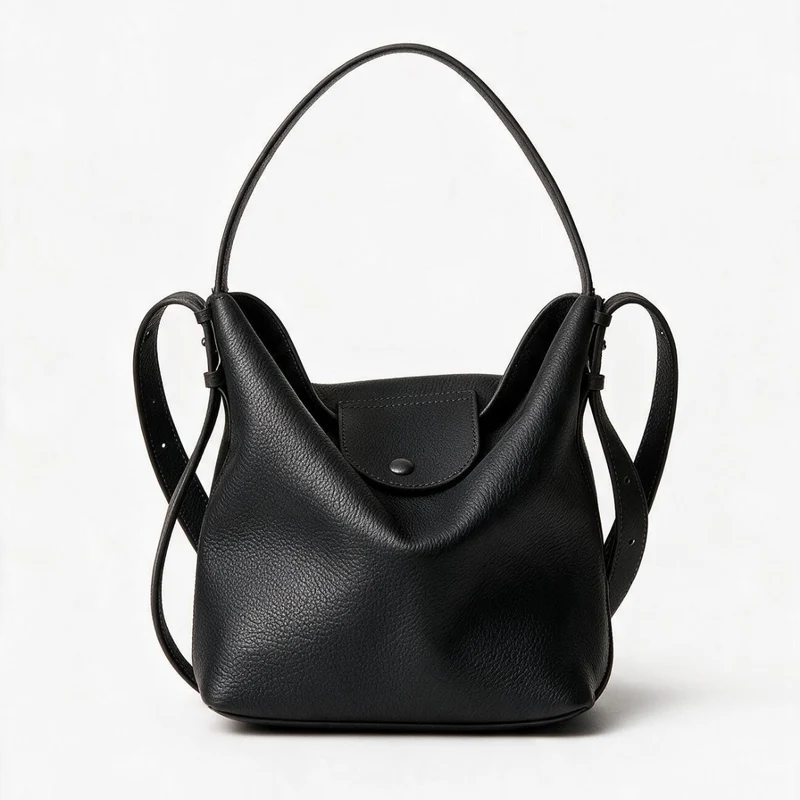 Gepunktetes Leder Schlampige Hobo Bucket Bag mit verstellbarem Riemen